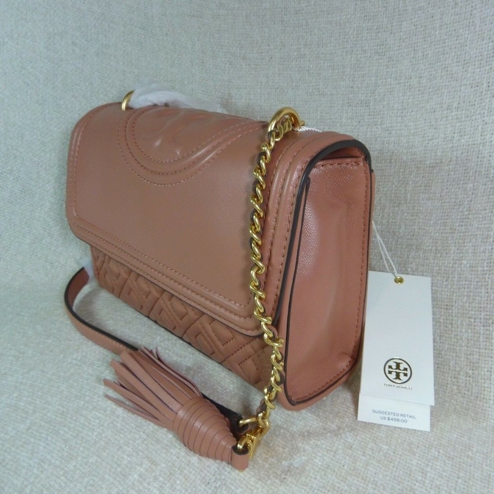 Tory Burch Fleming Coral Sunset Pink Small Convertible Shoulder/Crossbody Bag - Picture 5 of 16
